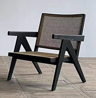 Fauteuil en bois massif de haute qualité, design en rotin, fauteuil de salon, fauteuil de café, fauteuil de salon