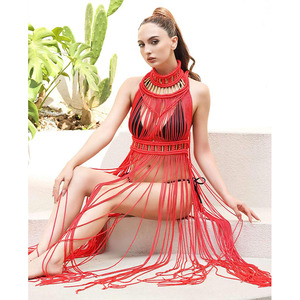 Abito 2024 da donna fatto a mano dea greca romana vestito di un pezzo con nappine Sexy Design bohémien Vocation Beach Party abiti da donna - Product Image 6