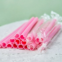 Pailles à boire en plastique réutilisables en forme de cœur rose mignonnes pour la Saint-Valentin, décoration de mariage, accessoires de bar romantiques, fête
