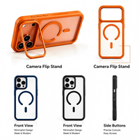 Casing Ponsel Logam TPU+PC Pengisian Daya Magnetik Cepat Mewah dengan Penyangga dan Anti Benturan untuk 18 Pro/Pro Max/17/16/15