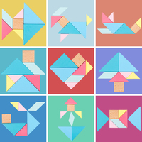 Rompecabezas Tangram de Siete Piezas para Niños, Bloques de Aprendizaje de Madera 3D Montessori, Juguete Educativo para Niños y Niñas, DIY