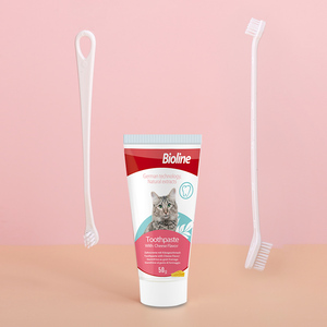 Kit dentaire pour <span class=keywords><strong>chat</strong></span> Bioline Factory Wholesale : brosse à dents et dentifrice modernes en plastique écologique aux saveurs de <span class=keywords><strong>fromage</strong></span> - Product Image 3