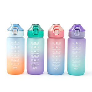 Botella de Agua Deportiva de Verano de 600 ml, Ecológica, Reutilizable, de Plástico, con Efecto Degradado, Opaca, con Tapa, Multicolor, para Senderismo y Camping - Product Image 1