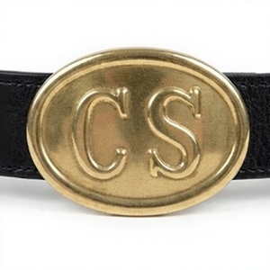 Cinturón de Cuero Negro Premium para Hombre, Estilo Heritage con Emblema CS, Hebilla Ovalada de Latón Envejecido, Diseño Auténtico de Inspiración Vintage - Product Image 2