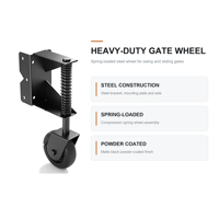 Roue de porte coulissante robuste à ressort pour portails en bois, roue de support en acier réglable, 4 po (99,7 mm)