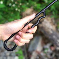 Bâton de brazier 2-en-1 détachable en fer pour foyer extérieur, outils de barbecue, peinture époxy noire