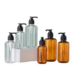 Transparent Brown Shower Gel and Shampoo <b>Bottle</b> with Pump Sprayer and Screen Printing - Product Image 3