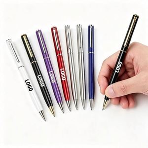 Stylo à bille rotatif en métal torsadé avec logo personnalisé, fin, pour signature, cadeau d'entreprise, activité commerciale - Product Image 1