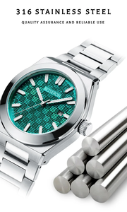 Moda cristal Mineral luminoso impermeable 316 reloj de acero inoxidable presión de aceite hombres relojes reloj mecánico de lujo - Product Image 2
