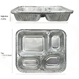 Barquettes jetables en aluminium à 4 compartiments avec couvercles en papier, parfaites pour les déjeuners à emporter, les restes et les plats à regarder à la télévision - Product Image 5