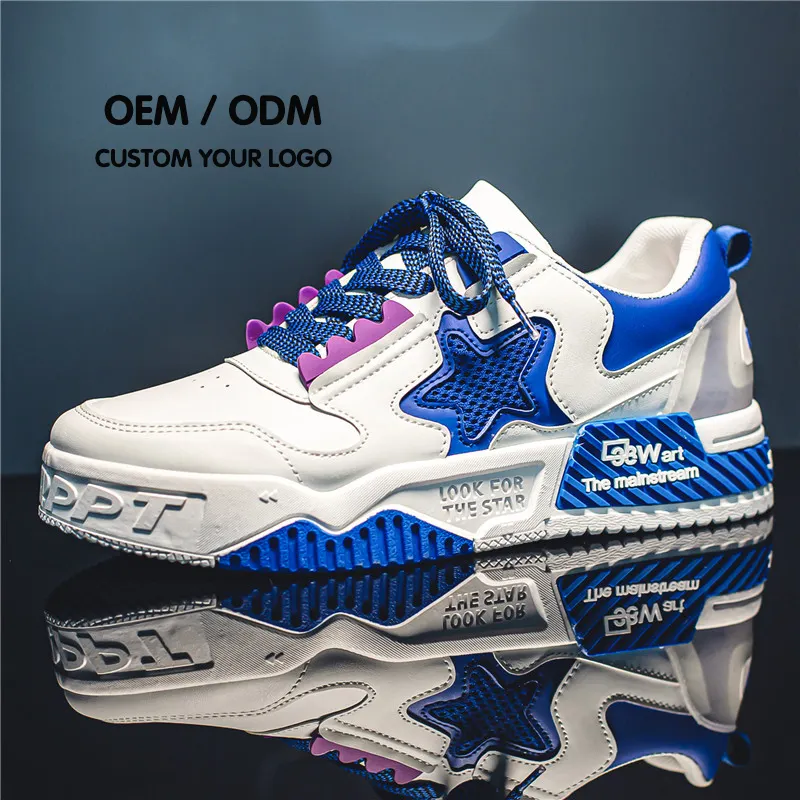 Design Your Own Logo 2023 Brand Sport Men Fashion Sneaker Men Casual Shoes White Blue Wholesale Custom Logo Shoe Men Sport Sho