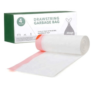 Hot Sale Factory Supply HDPE/LDPE Garbage Bags with Drawstring Free Tear Drawstring Garbage Bag <b>Kitchen</b> Drawstring Garbage Bags - Product Image 1