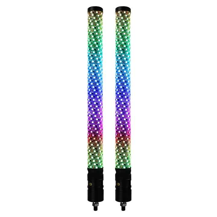 AUDEXEN RGB LED Whip Light With Aluminum Top Cover & App Control - 2FT For UTV, ATV, Polaris, Can-Am, Truck