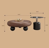 Ensemble de tables basses rondes marron design avec rangement pour salon et maison