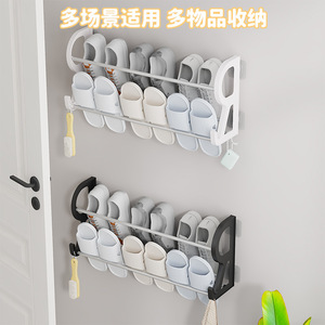 Over Door <b>Shoe</b> <b>Rack</b> Wall Mounted Multi Layer <b>Storage</b> Organizer For Bathroom Sports <b>Shoes</b> 41.8 54.8Cm Black White - Product Image 4