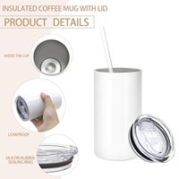 Gobelets à sublimation vierges, tasses à sublimation, gobelets fins et droits, bouteilles d'eau isothermes à double paroi en acier inoxydable 12oz