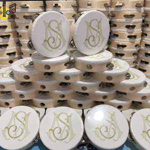 เครื่องดนตรีประเภทเพอร์คัชชัน แทมบูรีนขนาดกลาง 6 นิ้ว แทมบูรีนแบบกำหนดเองสำหรับงานแต่งงาน งานปาร์ตี้ โบสถ์ ราคา - Product Image 2