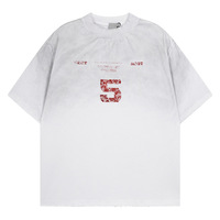 Nouveau produit 2026 – T-shirt noir tendance rétro américain à manches courtes pour hommes et femmes, coupe ample style hip-hop, idéal pour l'été