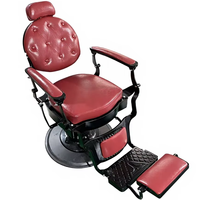 Fauteuil de Barbier Inclinable en Cuir PU Confortable Noir et Rouge pour Salon