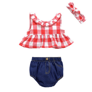 Vêtements pour enfants, ensembles sexy pour bébés filles avec pantalon et chemise, leggings courts en jean de Chine - Product Image 1