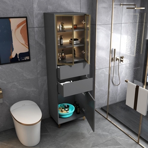 Armoire <span class=keywords><strong>de</strong></span> <span class=keywords><strong>rangement</strong></span> <span class=keywords><strong>de</strong></span> <span class=keywords><strong>salle</strong></span> <span class=keywords><strong>de</strong></span> <span class=keywords><strong>bain</strong></span> C1, en contreplaqué, style américain, haut sur pied - Product Image 3
