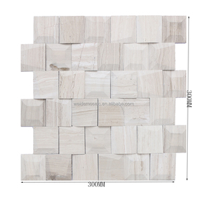 Mosaïque en marbre Perlino Bianco et mosaïque 3D en pierre pour comptoir d'îlot et mur de <span class=keywords><strong>fond</strong></span> de toilettes - Product Image 2