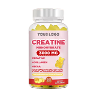 Bonbons gélifiés à la créatine monohydrate 3000 mg, collagène, BCAA, complément nutritionnel sportif pour adultes - Énergie naturelle et soutien immunitaire