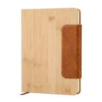 Carnet A5 ligné en PU à grain de bambou personnalisé avec fermeture magnétique, 100 feuilles et marque-page en ruban pour cadeaux d'affaires