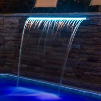 Fontaine d'eau en cascade en acier inoxydable Fenlin, avec éclairage en option, durable, pour piscine extérieure, taille et logo personnalisables, hôtel