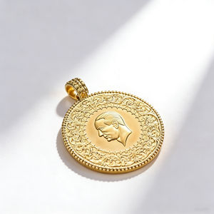 Collana con Ciondolo a Moneta d'Oro Vintage dell'<span class=keywords><strong>Impero</strong></span> Arabo-<span class=keywords><strong>Turco</strong></span>, Medaglione con Ritratto, Catena per Clavicola in Acciaio Inossidabile, Gioielli Personalizzati - Product Image 3