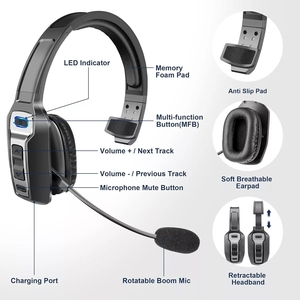 Audífonos Inalámbricos Over-Ear 5.2 con Micrófono con Cancelación de Ruido, Resistentes al Agua IPX-2, Compatibles con Teléfonos para Centro de Llamadas/Oficina/Conductor - Product Image 1