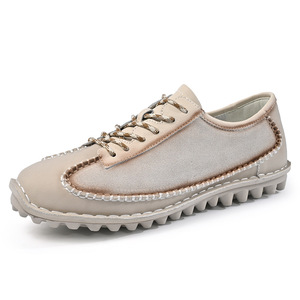 Calzado Casual para Hombre, de Moda, para Exteriores, de Cuero Genuino, Suela Suave, Retro, de Caña Baja, con Cordones, para Conducir - Product Image 1