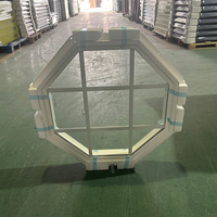 Ventana Fija Octogonal de Vinilo Blanco NFRC AAMA con Rejillas Decorativas, Ventana de Forma Geométrica de Bajo Consumo para Hogar y Comercios