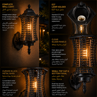 Lámpara de Pared Decorativa para Exteriores con Pantalla de Eslabones de Cadena para Iluminación de Jardín de Villa