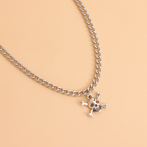 Joyería europea y americana, collar con colgante de calavera de Hip-Hop exagerado Simple para mujer, cadena de clavícula de estilo Metal Ins - Product Image 4