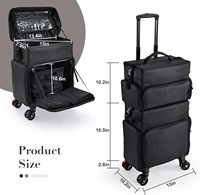 Professionnel De Luxe Écologique Portable En Nylon Roulant Trolley Case Grand 2-en-1 Détachable Cosmétique Organisateur Bagages Maquillage