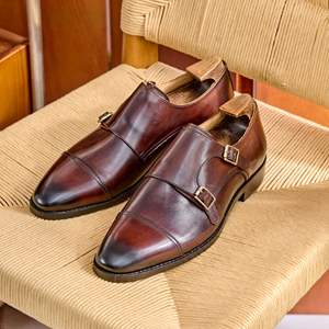 New style leather-lined British elevator <b>shoes</b> with pointed toes and business formal men's leather <b>shoes</b> with double buckles - Product Image 2