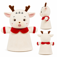 Marionnette de renne de Noël en peluche personnalisée OEM, jouet éducatif interactif en forme d'animal doux pour enfants, poupée de dessin animé pour le récit d'histoires