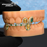 Nouvelles grilles dentaires personnalisées en argent 925, design tendance, roses vertes, grille dentaire de pont, bijoux en moissanite couleur D VVS pour femme