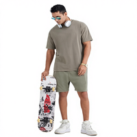 T-shirt unisexe surdimensionné en coton lavé épais de 280 grammes, style rétro streetwear, coupe ample, effet vieilli