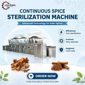 Machine de séchage et de stérilisation industrielle à micro-ondes en tunnel continu pour la cannelle, les épices, les poudres d'assaisonnement et les granulés, certifiée CE - Product Image 1