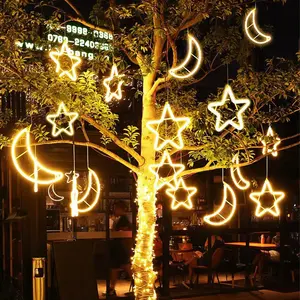 Lumières d'arbre suspendues à LED personnalisées en usine Lumières solaires en étoile pour l'extérieur Décoration de Noël Lumières de paysage festif