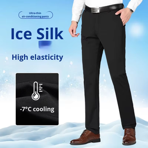 <span class=keywords><strong>Pantalon</strong></span> habillé slim pour <span class=keywords><strong>homme</strong></span> 100 % coton infroissable couleur unie respirant taille mi-haute pour affaires, bureau, <span class=keywords><strong>mariage</strong></span> et usage quotidien - Product Image 6