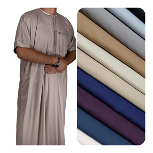 Túnica Haya 2025 Marrón de Manga Corta con Cuello y Bolsillo, Ropa Islámica para Hombre, Túnica Larga Elegante y Modesta - Product Image 6
