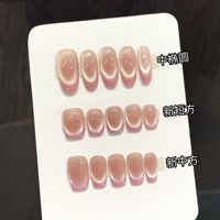 Faux ongles autocollants effet œil de chat qualité salon, manucure DIY, couvrance totale, vente en gros