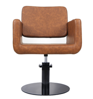Fauteuil de Salon Hydraulique Marron Moderne avec Base Noire et Repose-Pieds pour Barbier et Coiffeur, Chaise de Barbier, Coiffeuse, Beauté