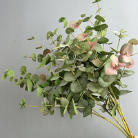 Tige longue d'eucalyptus artificiel avec feuilles imprimées motif Dollar Argenté pour la décoration de vases à la maison et les arrangements floraux de mariage