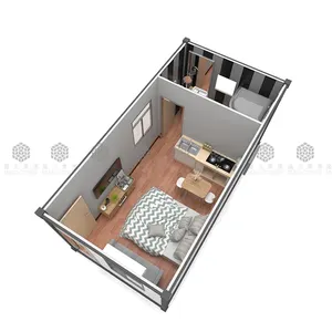 Easy — conteneur pré-assemblée pour maison, 2 chambres à coucher, faible prix, conteneur de 40 pieds 20 pieds, maison avec salle de bain