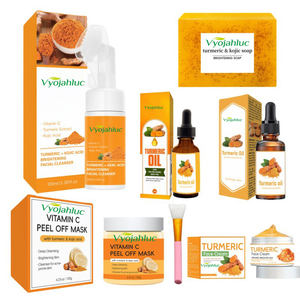 Private Label doğal nemlendirici zerdeçal cilt bakımı seti aydınlatmak zerdeçal sabun yağı krem yüz temizleyici ve soyulabilir maske dahil - Product Image 1