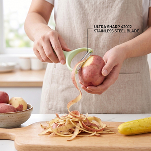 Pelador de Verduras Manual de Acero Inoxidable Ultra Afilado con Cuchilla Giratoria en Y, Pelador de Patatas, Cuchillo para Pelar Frutas, para Preparación en la Cocina - Product Image 4